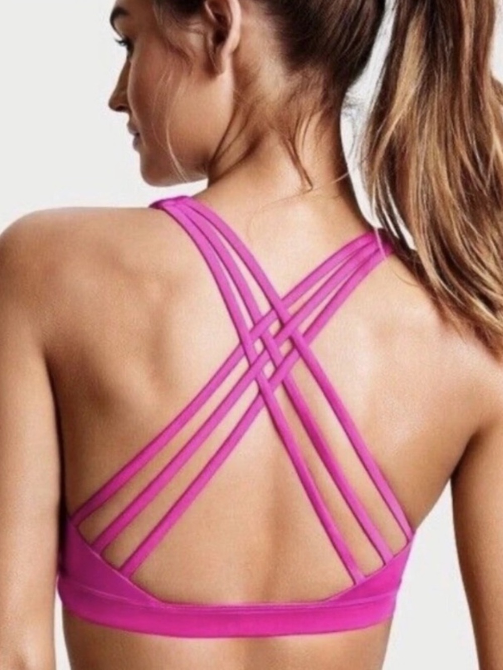 Victorias Secret Hot Pink Strappy Sports Bra